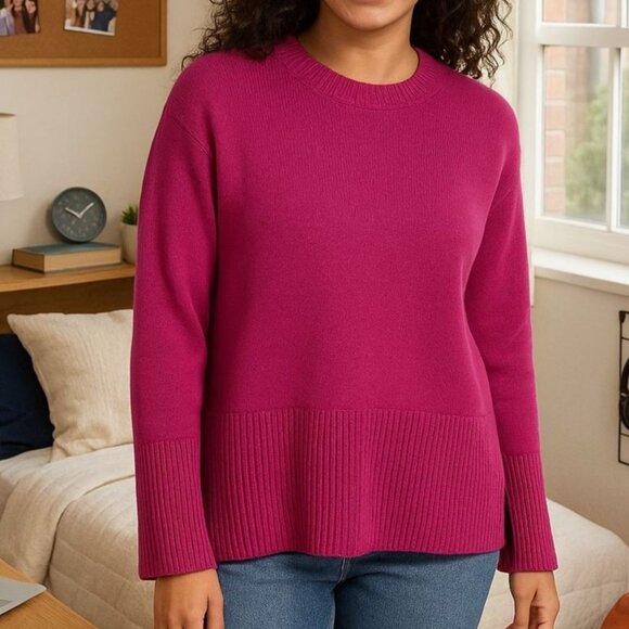 GAP Lg Womens Crewneck Long Sleeve Sweater Shirt 100% Cotton Knit Pullover Top - Picture 1 of 10